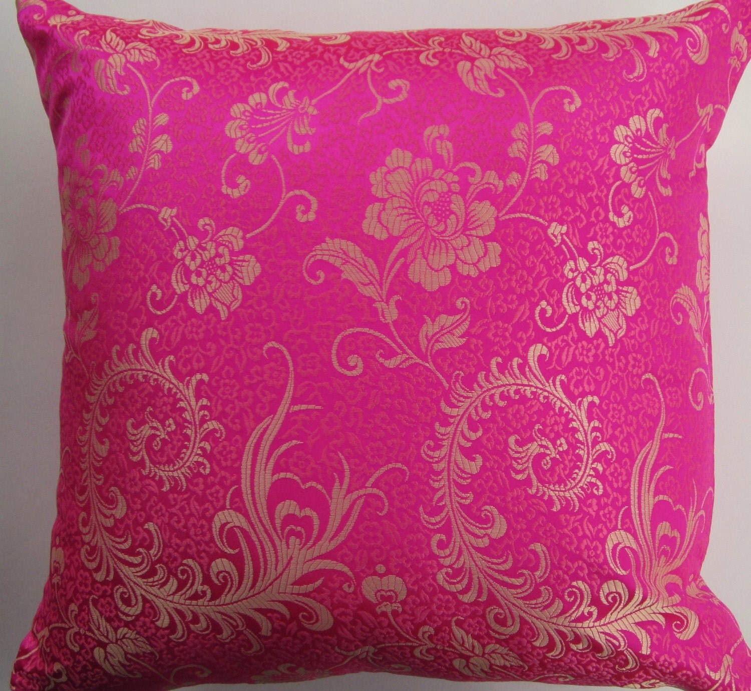 Hot Pink Pillow Cover Hot Pink Brocade Cushion Cover with