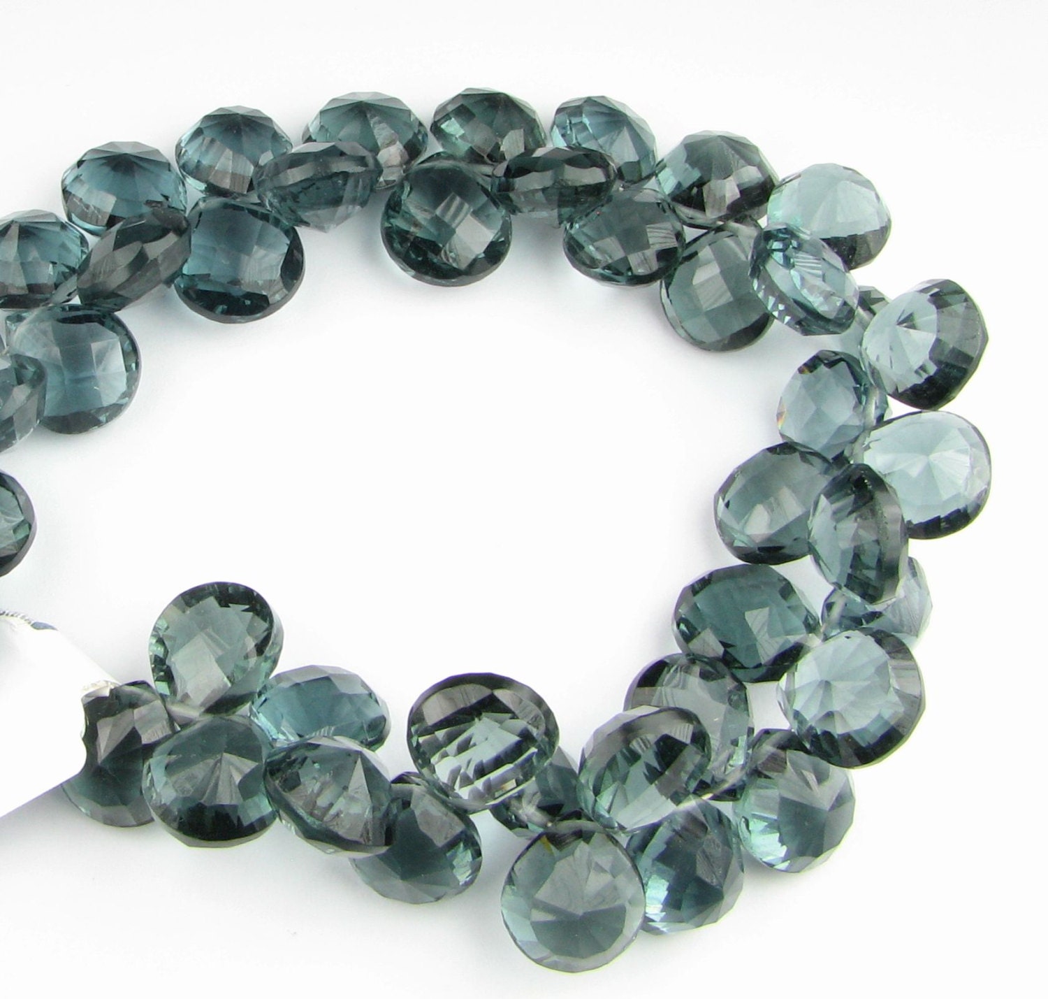 Blue Gray Grey Quartz Faceted Concave Teardrop Gemstone Beads