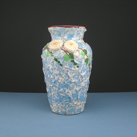 Italian Pottery Vase Blue and White Raymor Import Era