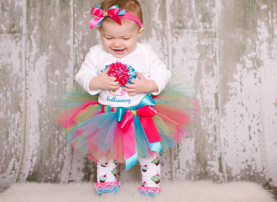 Baby Girl 1st Birthady Outfit Cupcake Birthday Tutu Set