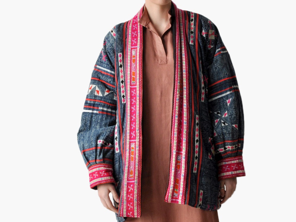 Vintage Reversible Ethnic Batik Jacket by maevenvintage on Etsy