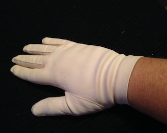 Pair of Vintage Ladies' Ecru Stretch Nylon Gloves