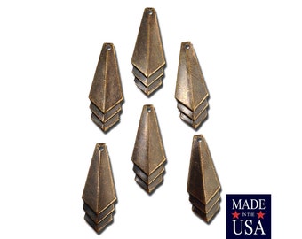 Brass Ox Layered Triangle Pendant Charm Drop SM (6) mtl065M