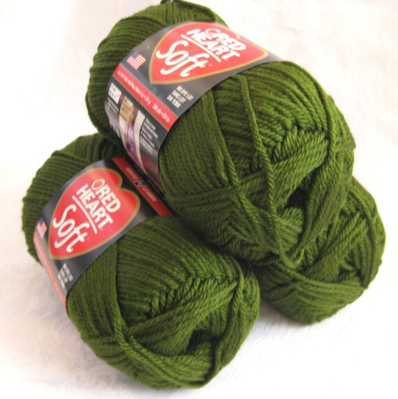 Red Heart Soft DARK LEAF green yarn medium worsted by crochetgal