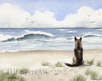 GERMAN SHEPHERD Art Print Signed by Watercolor Artist DJ Rogers