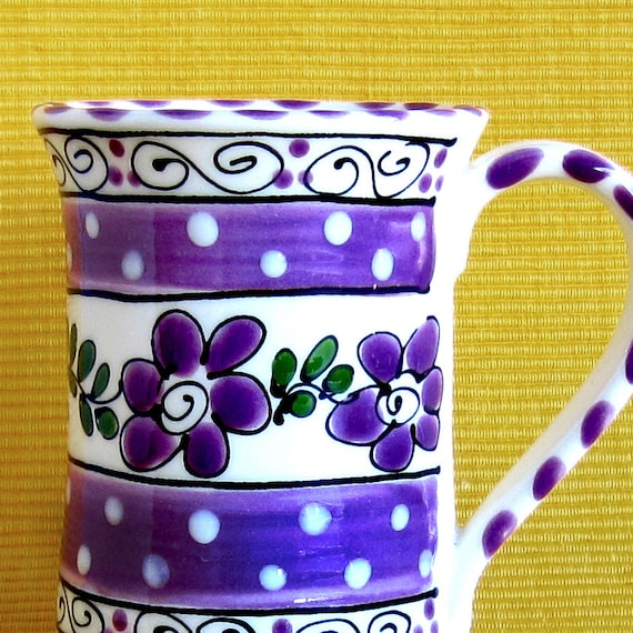 Colorful Purple Flowered Mug