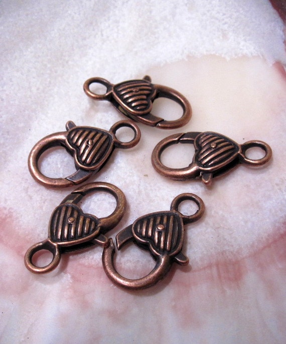 1 Heart Lobster Claw Clasp Extra Large 27x12x6mm by jjmjewelry