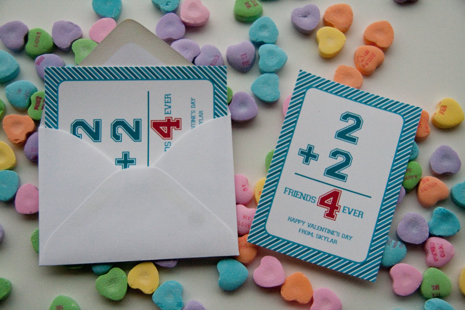 math flashcard valentine's day card class valentines set