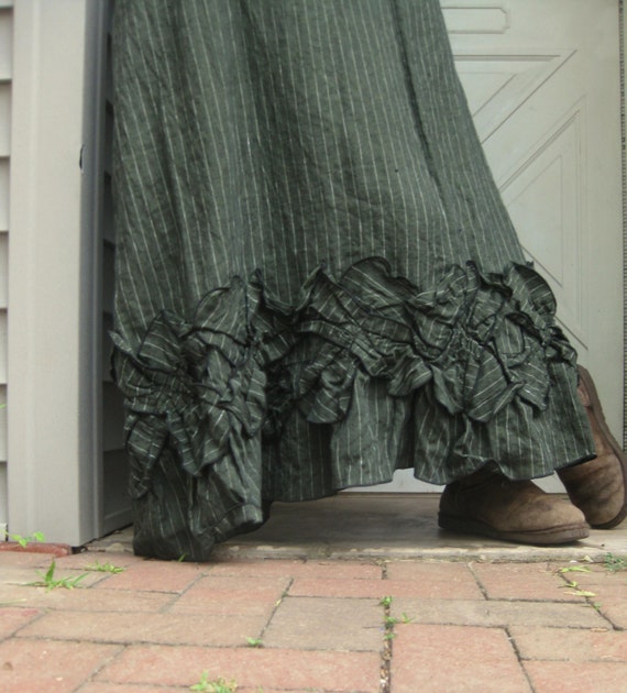 green pinstripe dress