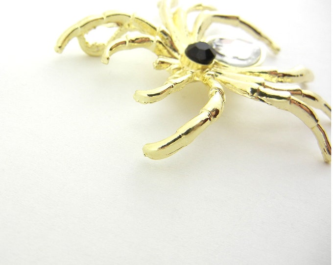 Large Gold-tone Rhinestone Spider Pendant