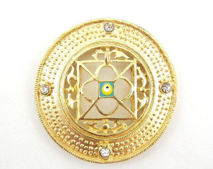 Round Gold-tone Medallion Side Charm Pendant