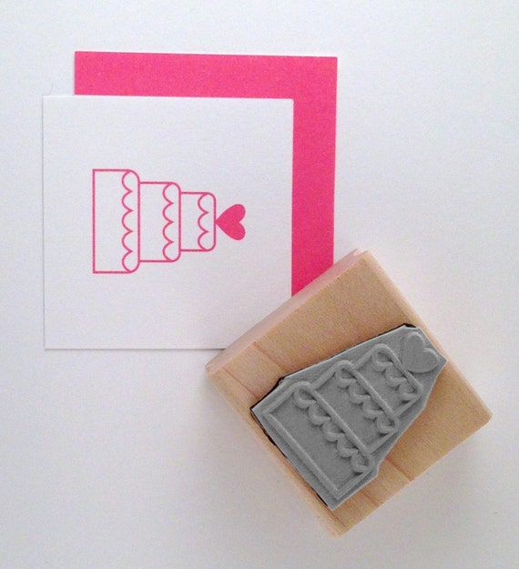 Wedding Cake with Heart Rubber Stamp