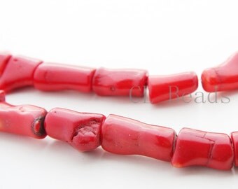 16 inch Full Strand Dye Red Coral Beads- Branch 16x9mm (86)