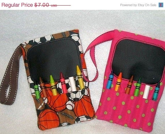 END OF SCHOOL Oval Crayon Chalkboard And Crayon Bag Choose your fabric The more you buy the better your price Il_570xn