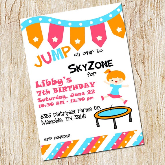 Trampoline Birthday Party Invitation Wording 4