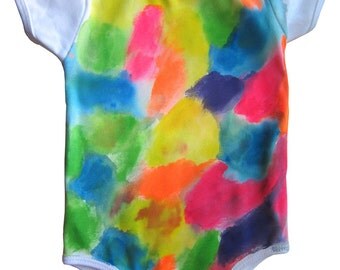 Color Blobs Infant Baby Rib Short Slv One-Piece