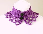 Radiant Orchid Purple Victorian Hand Crocheted Lace Neckwarmer Choker / Collar