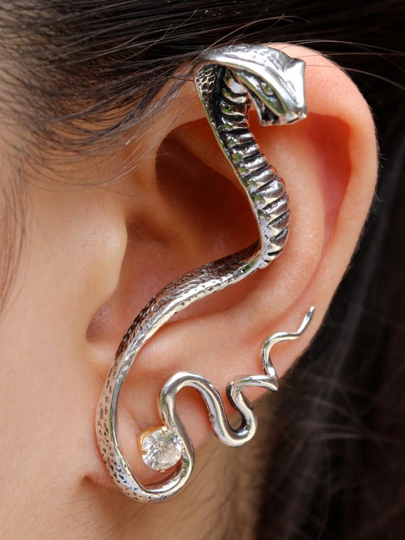 Snake Ear Wrap Silver Snake Ear Cuff Cobra Ear Wrap