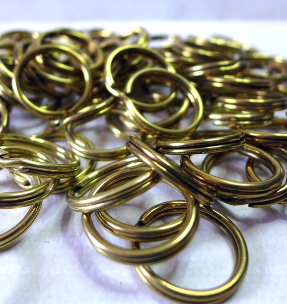 Brass Large One Inch Round Key Split Rings Lot of 38