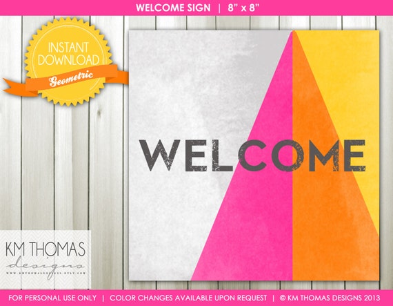 INSTANT DOWNLOAD - Geometric: Welcome Sign and Happy Birthday Sign - Item 183 Il_570xn