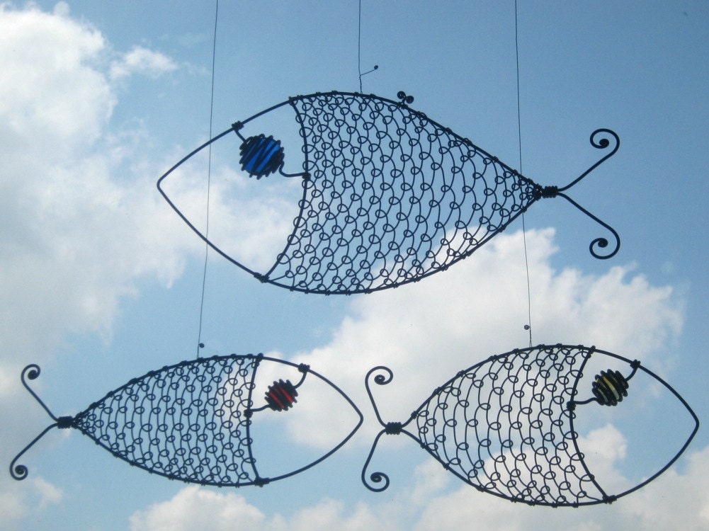 Metal Sculpture / Three Wire Fish