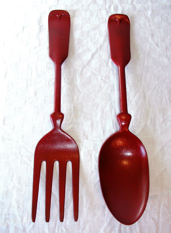 Large Metal Fork Spoon Wall Decor : Items similar to Vintage Giant