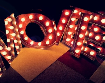 MOVIE THEATER Vintage Marquee Art letter bulb channel 2ft X 2ft