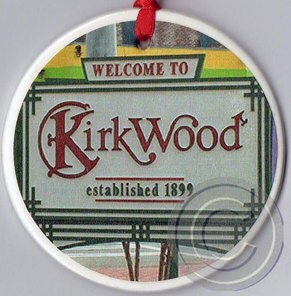 Welcome To Kirkwood, Atlanta Landmark, DOUBLE-SIDED Handmade Porcelain Ornament.
