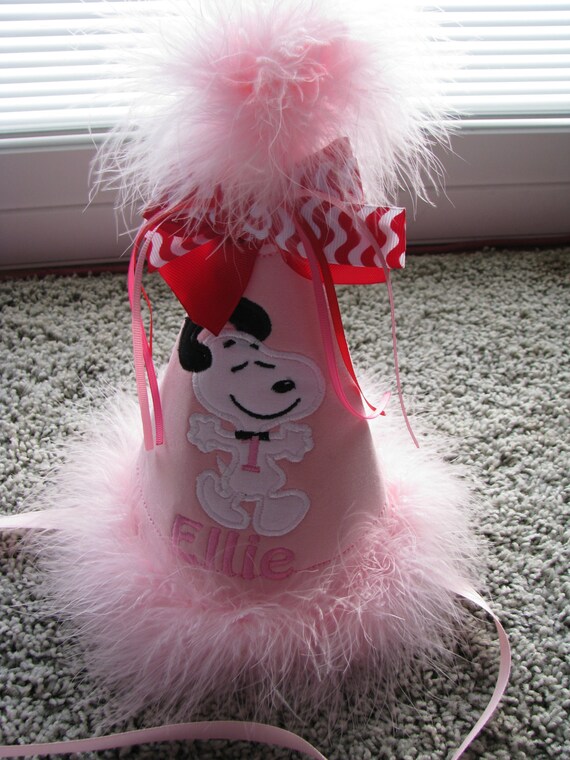 Items similar to Pink snoopy birthday hat, 1st birthday hat, 2nd