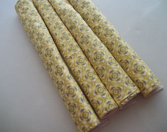 Cloth Napkin Set of 4 Yellow & Gray Floral Napkins