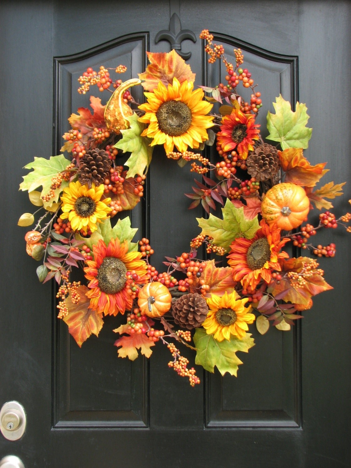 Large Fall Wreaths Fall Sunflower Wreath by twoinspireyou on Etsy