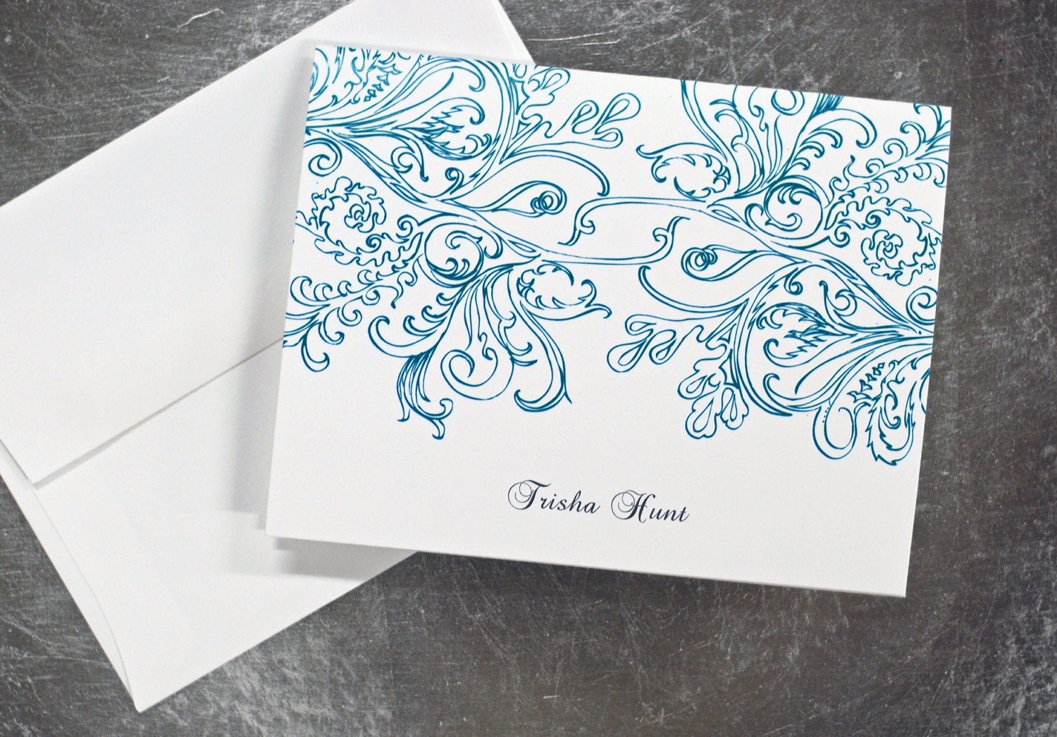 Personalized Folded Note Cards Set of 10 Vintage Lace