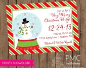 Snow Globe Snowman Holiday Christmas Invitation - 1.00 each with envelope Il_170x135