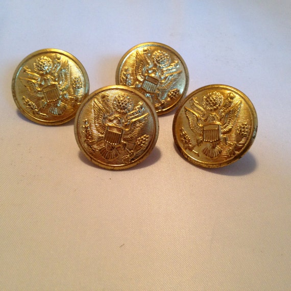 Military Buttons in Metal Set of 4 Vintage by megancutlerecycled