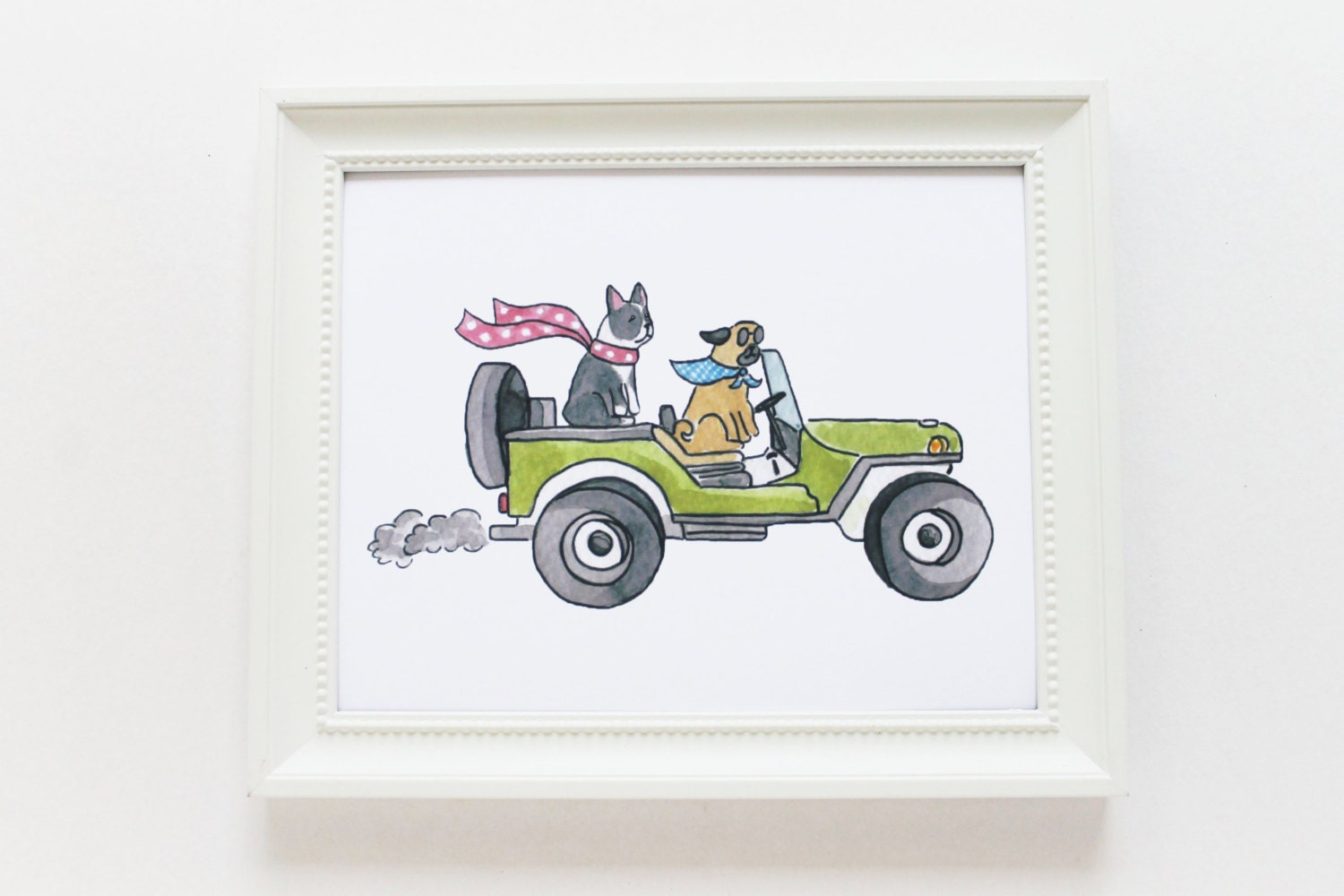 Art Print Jeep Dogs