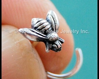 Sterling Silver Little Bee Insect Nose Stud - CUSTOMIZE