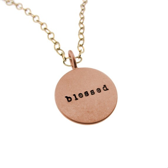 Gold Necklace Hand Stamped 14K Custom Charm Personalized
