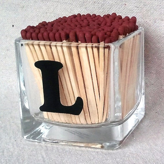Cubed Mini Vase Glass Match Holder Letter Striker by StrikeAMatch
