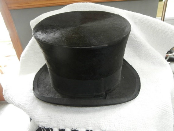Vintage 6 TALL Black Henry Heath Top Hat by OneMoeTimeVintage