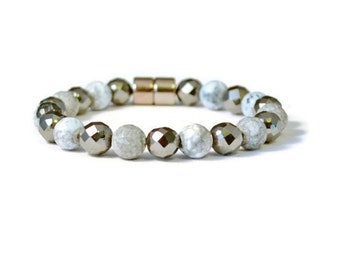 Magnetic Hematite and Fire Agate Bracelet, Therapy Jewelry, Arthritis Pain Relief