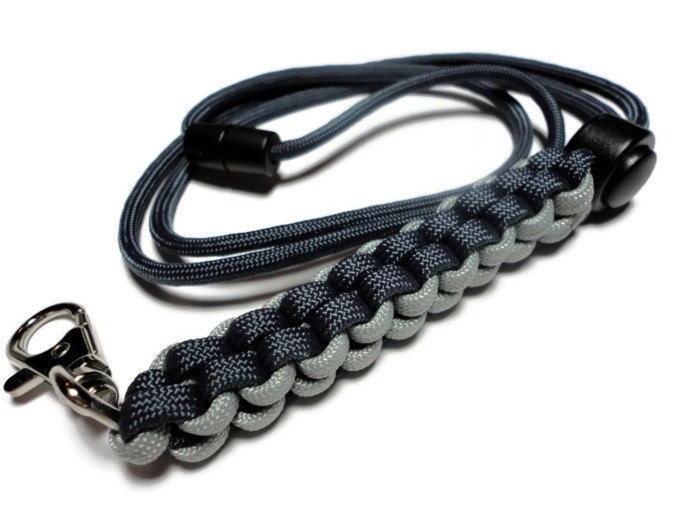 Mens Lanyard Paracord Navy Blue and Light by PinkCloudsAndAngels