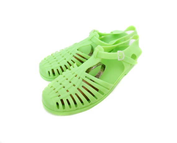 Vintage jelly sandals / mens 90s neon green jellies / size eur