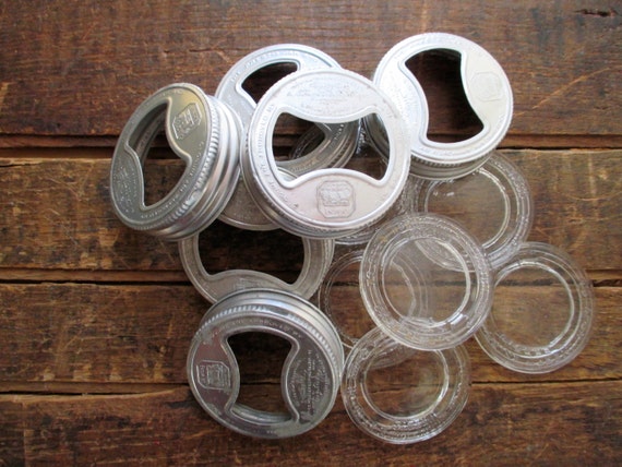6 Vintage Presto Metal Lids With Glass Inserts Canning Jar