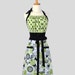 Cute Kitsch Retro Apron - Handmade Full Womens Apron in Vintage Black and Lime Green Butterflies Kitchen Apron