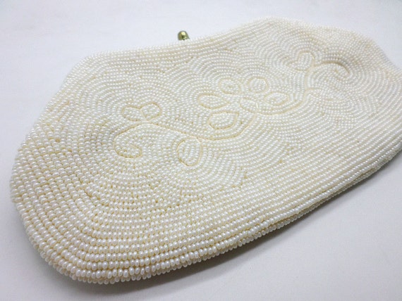 Vintage White Beaded Clutch Purse