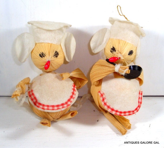 vintage corn husk mouse chef christmas ornaments holiday vintage corn husk mouse chef christmas ornaments holiday