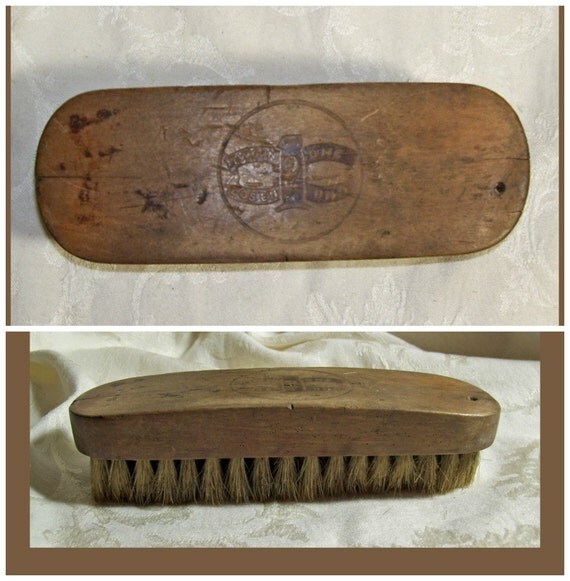 1950s Shoe Shine Brush / Vintage Two In One Horsehair