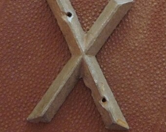 Antique Letter X Marker Tag Art Deco Retro Mid Century Vintage Hardware