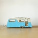 Vintage 1960s Collectible Retro Diecast Dinky Caravan Camper RV Trailer in Baby Powder Sky Blue with Skylight Roof.