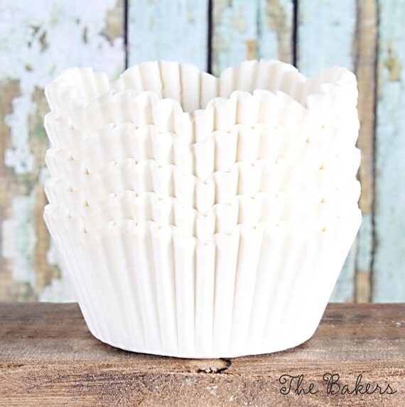 White Petal Cupcake Liners White Wedding by